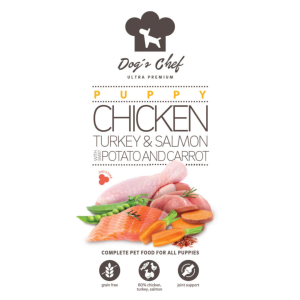 Dog’s Chef CHICKEN, TURKEY & SALMON WITH SWEET POTATO AND CARROT Puppy