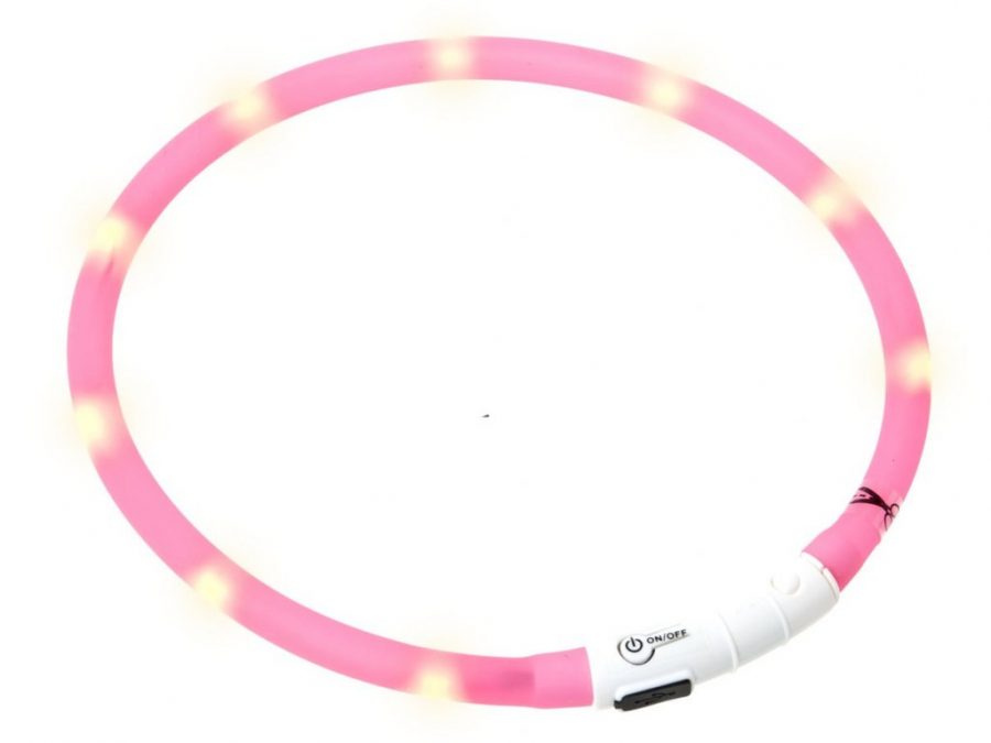 Karlie svietiaci LED obojok 70cm ružový