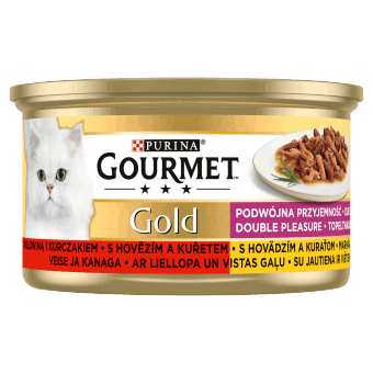 GOURMET Gold Double Pleasure s hovädzím a kuraťom 85 g