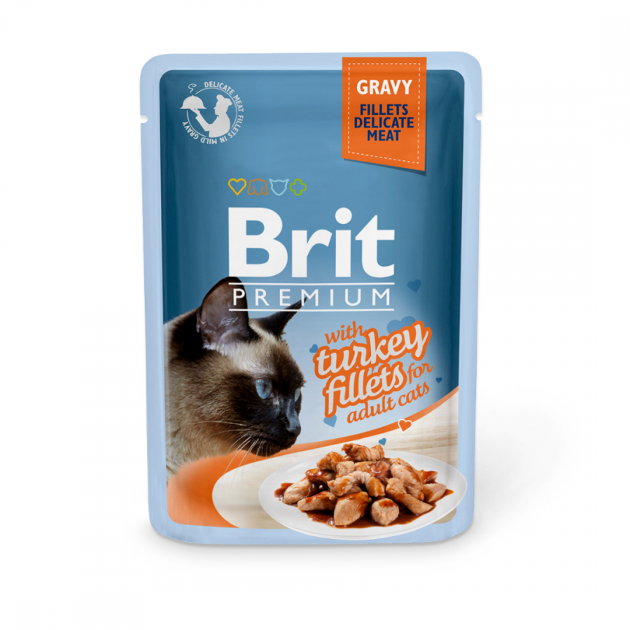 Brit Premium Cat Pouch with Turkey Fillets in Gravy for Adult Cats