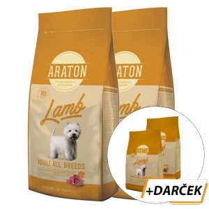 ARATON dog adult lamb 2 x 15 kg + 2 x 3 kg zadarmo