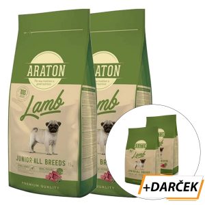 ARATON dog junior lamb 2 x 15 kg + 2 x 3 kg zadarmo