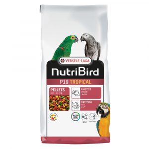 VERSELE-LAGA NutriBird P19 Tropical - extrudy pre chov, preperovanie a zvýšené nároky veľkých papagájov s tropickým ovocím 10 kg
