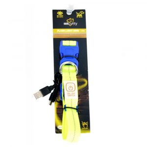 Obojok DUVO+ LED Svietiaci dog neónový žltý nylon 30-40cm/ 2,5 cm