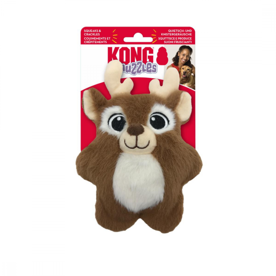 Hračka Kong Dog Holiday Snuzzles Reindeer, pískacia, latex/polyester, S