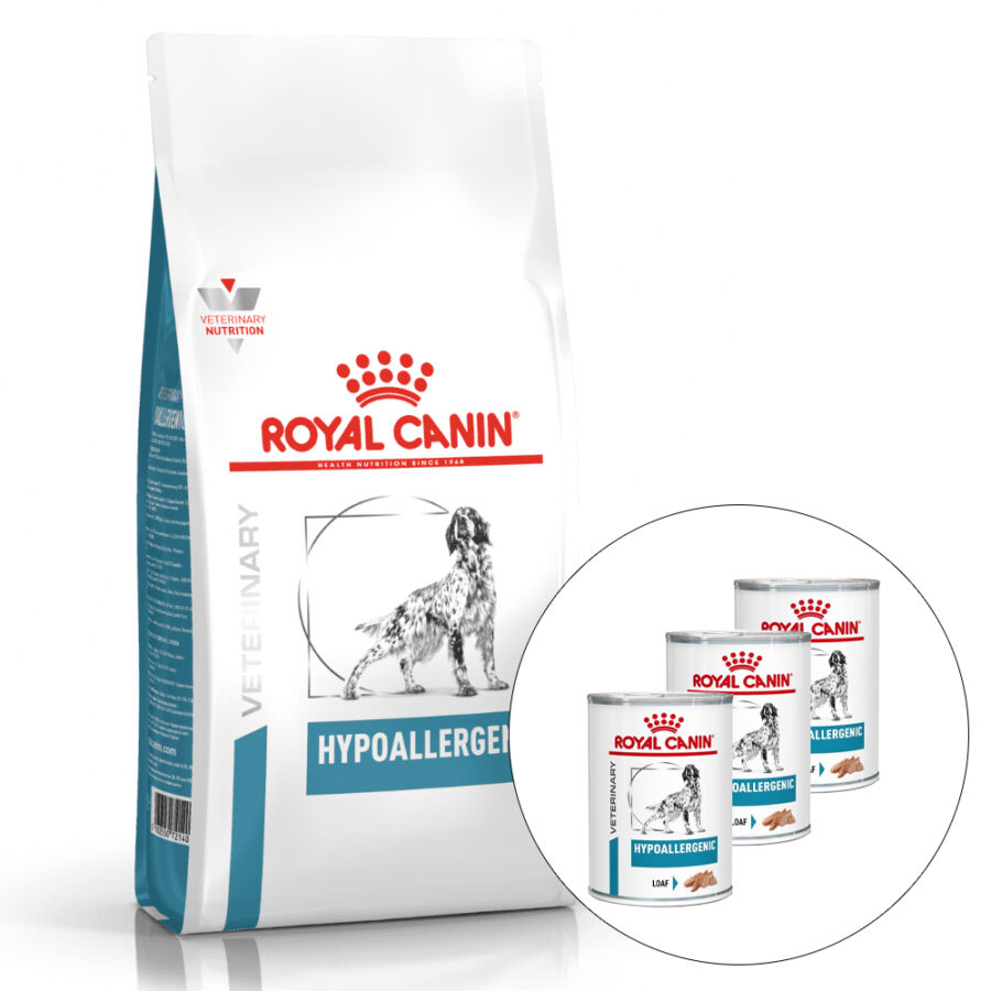 ROYAL CANIN VHN DOG HYPOALLERGENIC 7 kg + 3x Hypoallergenic konzerva 400 g