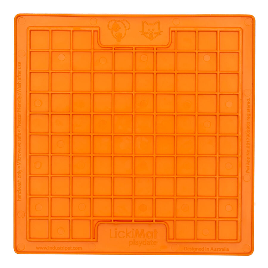 LickiMat Playdate lízacia podložka 20 x 20 cm oranžová