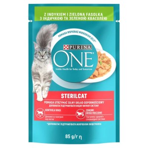 PURINA ONE STERILCAT mini filetky s morkou a zelenými fazuľkami v šťave 85 g