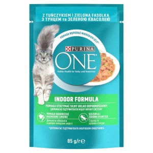 PURINA ONE INDOOR mini filetky s tuniakom a zelenými fazuľkami v šťave 85 g