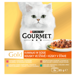 GOURMET Gold Multipack kúsky v šťave so zeleninou 8 x 85 g