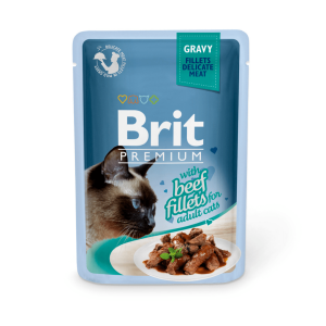 Brit Premium Cat Pouch with Beef Fillets in Gravy for Adult Cats