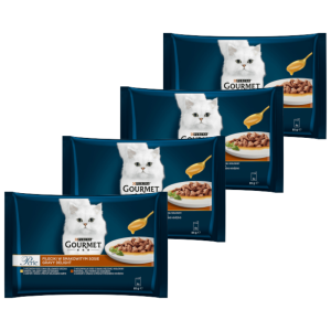 GOURMET Perle Gravy Delight Multipack s kuraťom a s hovädzím v ochutených omáčkach 4 x 85 g