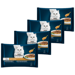GOURMET Perle Gravy Delight Multipack s lososom a s tuniakom v ochutených omáčkach 4 x 85 g