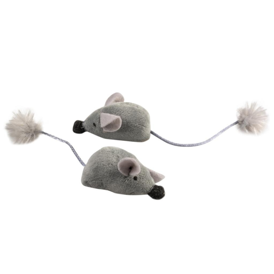 Hračka DUVO + myš jemná so zábavným chvostom sivá 16,5x5x4cm