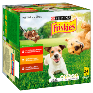 FRISKIES Adult výber s hovädzím, kuraťom a jahňacím v šťave 24 x 100 g