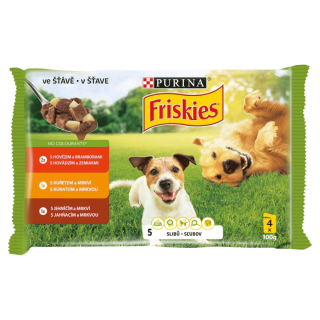 FRISKIES Adult s hovädzím, kuraťom a jahňacím v šťave 4 x 100 g