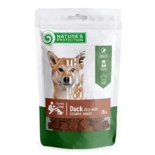 Pamlsok Natures P Snack dog duck dices with sesame 12x75 g