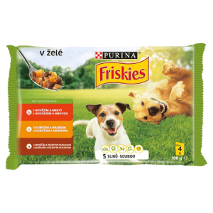 FRISKIES Adult s hovädzím, s kuraťom a s jahňacím v želé 4 x 100 g