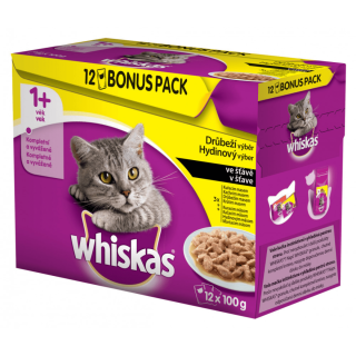 WHISKAS® kapsičky Hydinový výber v šťave 12 x 100g