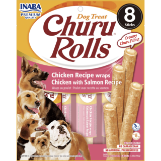 Pamlsok Inaba Churu Rolls dog Kura s lososom 8 x