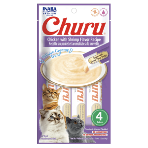 Pamlsok Inaba Churu Pyré cat Kura s krevetami