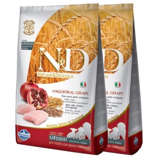 N & D dog LG puppy med & maxi chicken & pomegranate 2 x 12 kg