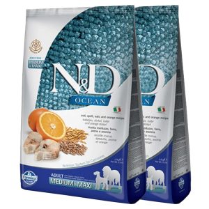 N & D dog OCEAN Adult Medium & Maxi Codfish & Orange 2 x 12 kg