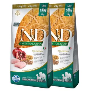 Farmina N & D LG adult dog medium & maxi, chicken, spelt, oats & pomegranate 2 x 12 kg