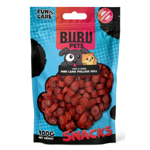 BUBU cat&dog mini jahňa/tresk rolky100g