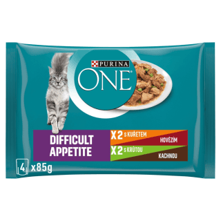 PURINA ONE Difficult Appetite mini filetky v šťave, 4 x 85 g