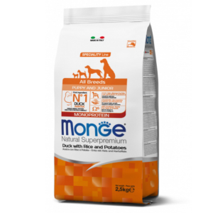 Monge Natural Superpremium All breeds Puppy and Junior Monoprotein Duck with Rice and Potatoes