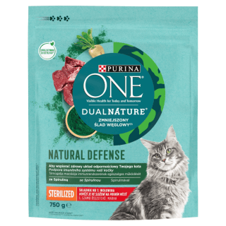 PURINA ONE DualNature NATURAL DEFENSE Sterilised s hovädzím a spirulinou 750 g